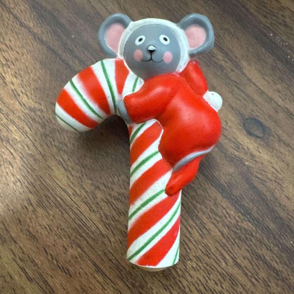 Vintage Christmas Brooch Christmas Pin Mouse Candy Cane Whimsical‎ Nostalgic
